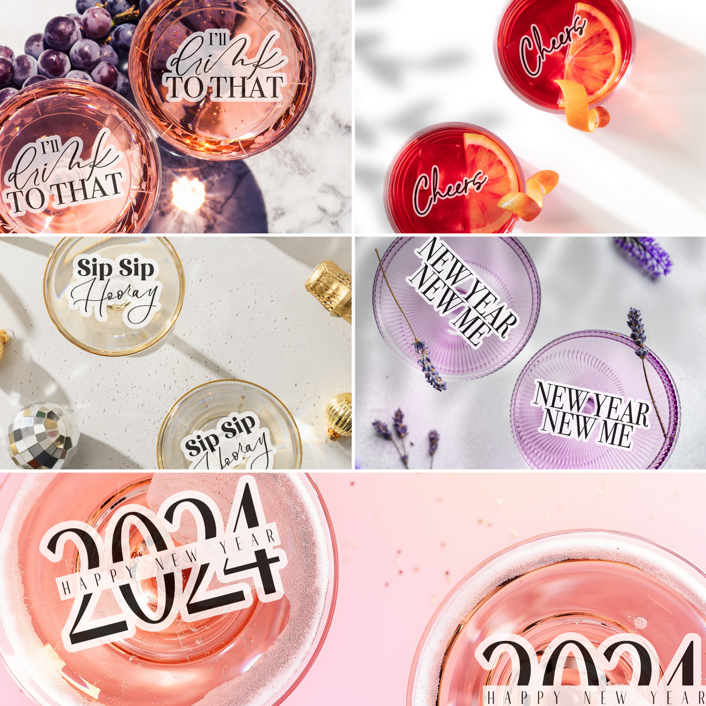 New Year's Cocktail Toppers - Assorted