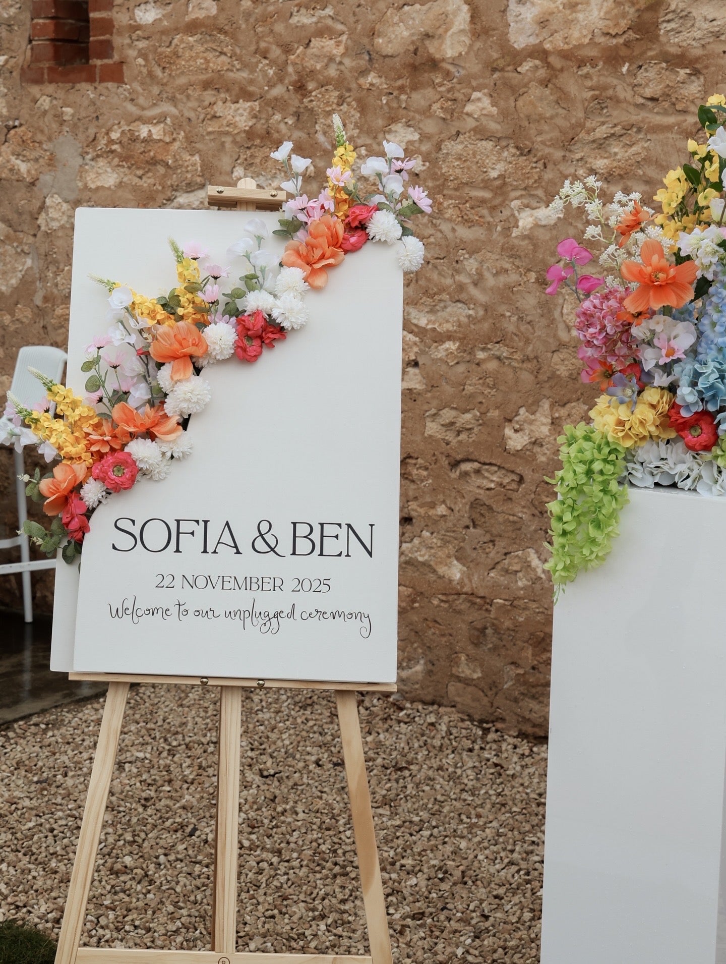 Custom Welcome Sign with Floral Pocket | Handcrafted Wooden Wedding Sign