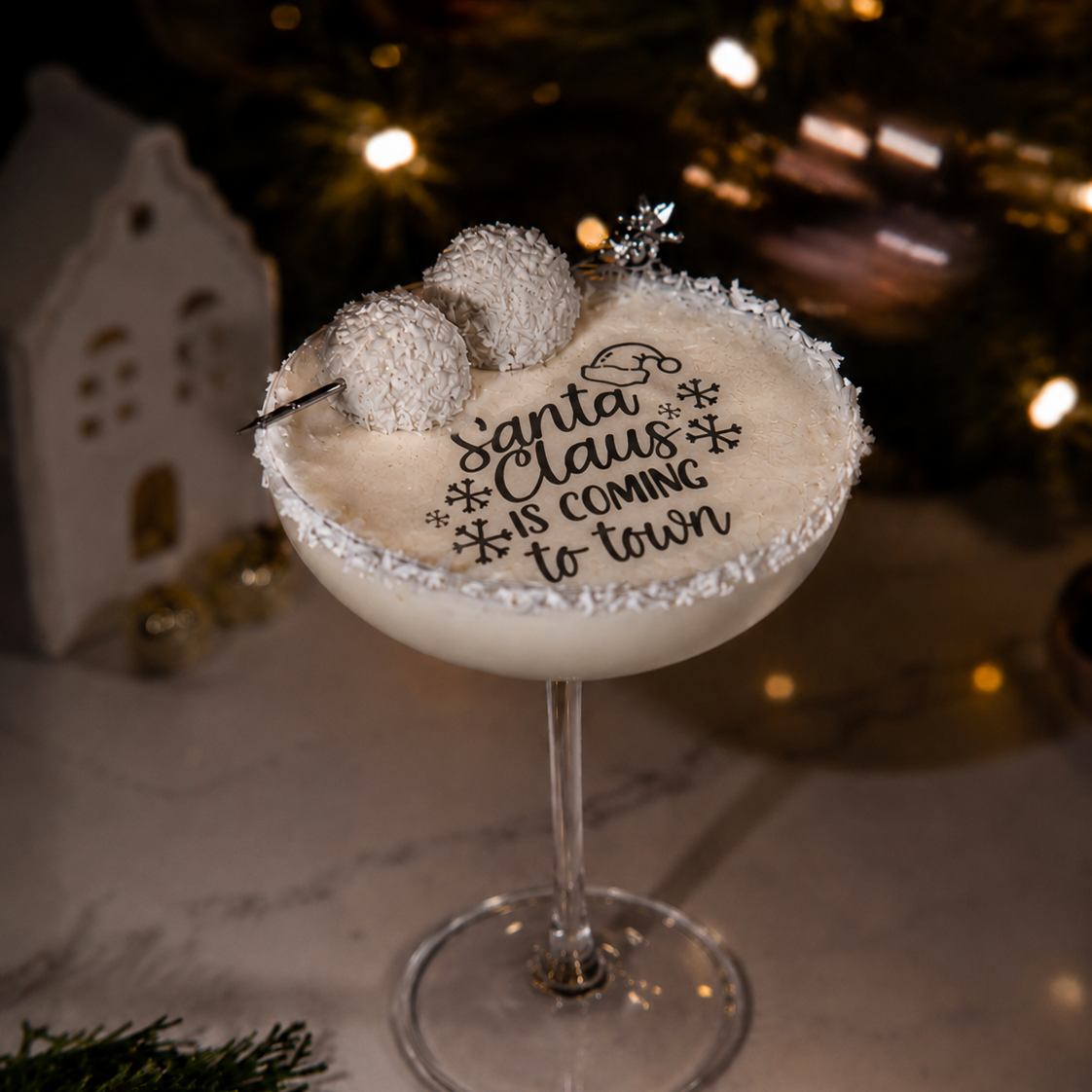 Santa is Coming | Edible Cocktail Toppers